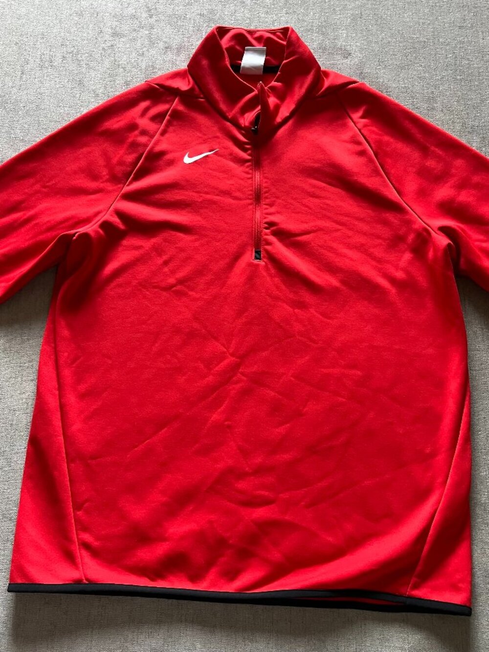 Nike 1/4 Zip Pullover Dri-Fit Men L Red Golf Active Pullover Long Sleeve Light